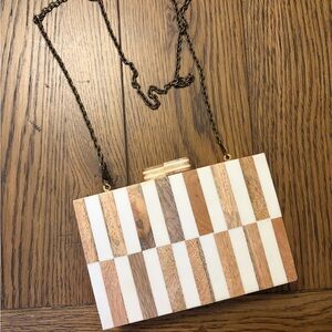 Cost Plus World Market Wooden Bohemian Striped Clutch